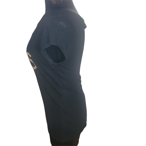 Guess Black Tshirt With Beaded Logo Front L - Picture 4 of 5